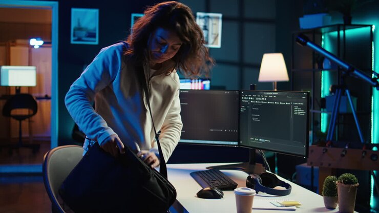 IT-ekspert påbegynder arbejdsdag, klar til at designe og udvikle softwareapplikationer