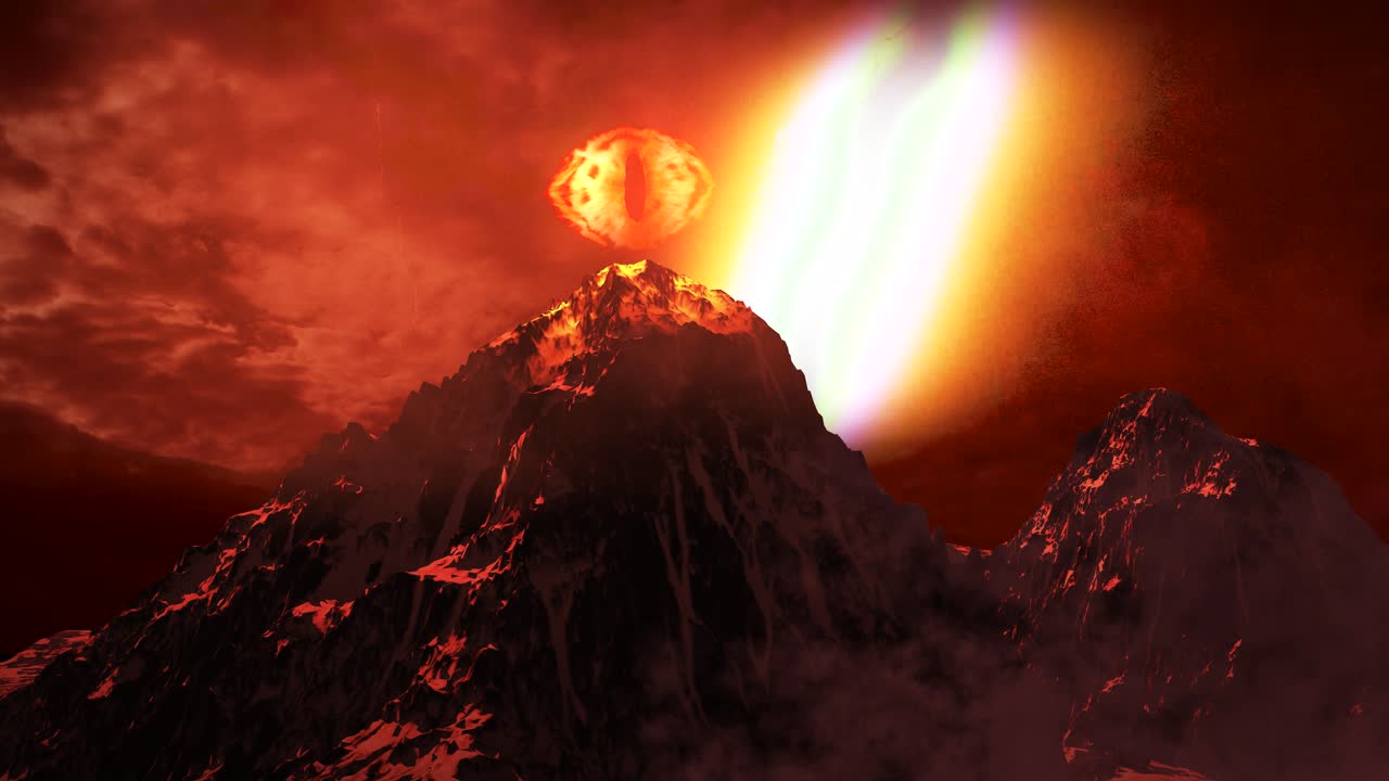 Fantasy Mountain with Eye and Lightning