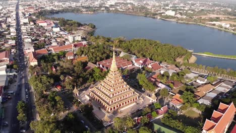 aerial of phra that kham kaen famous tourist attraction in khon kaen, thailand