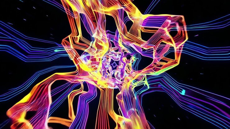 Abstract Glowing Lines Tunnel