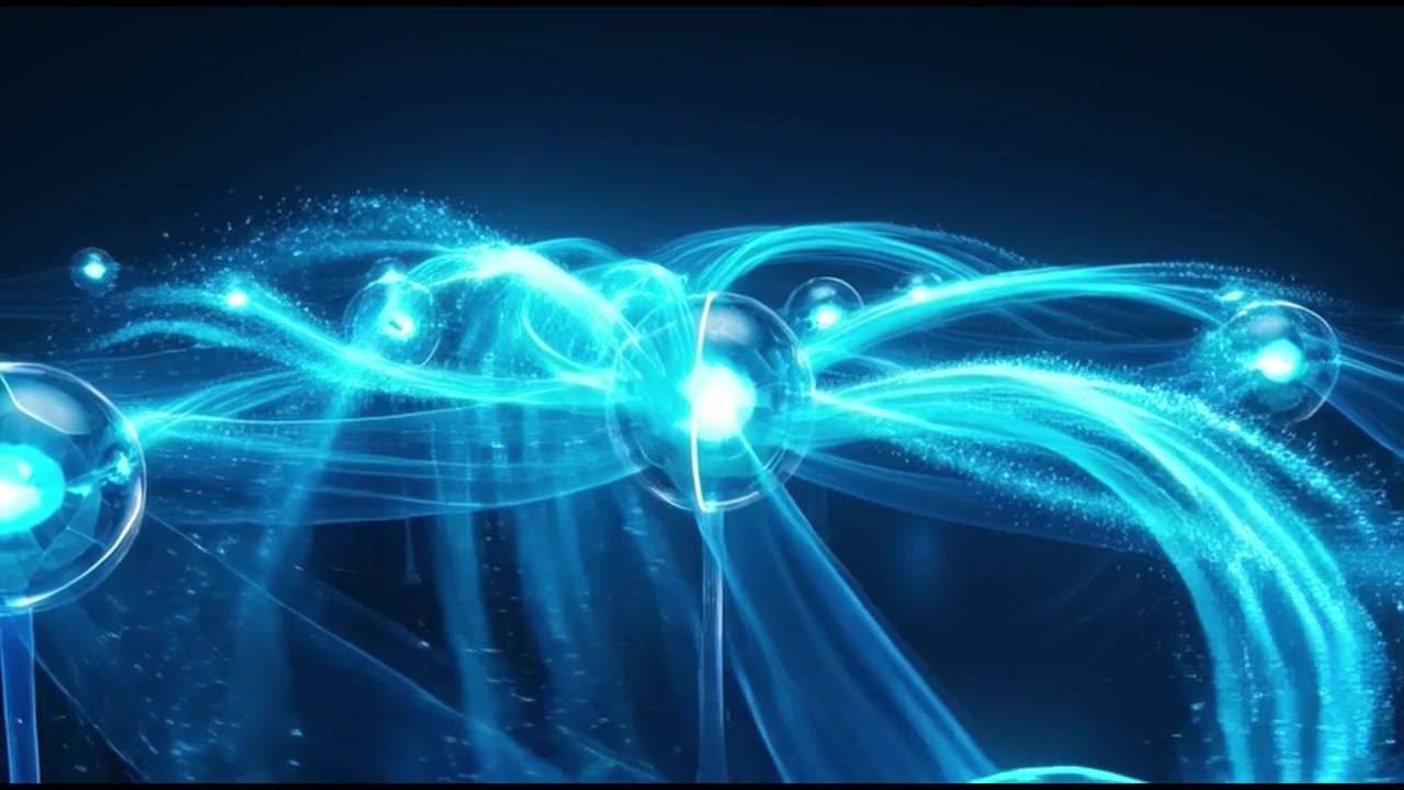 Abstract Digital Network Connection with Glowing Blue Spheres and Light Trails
