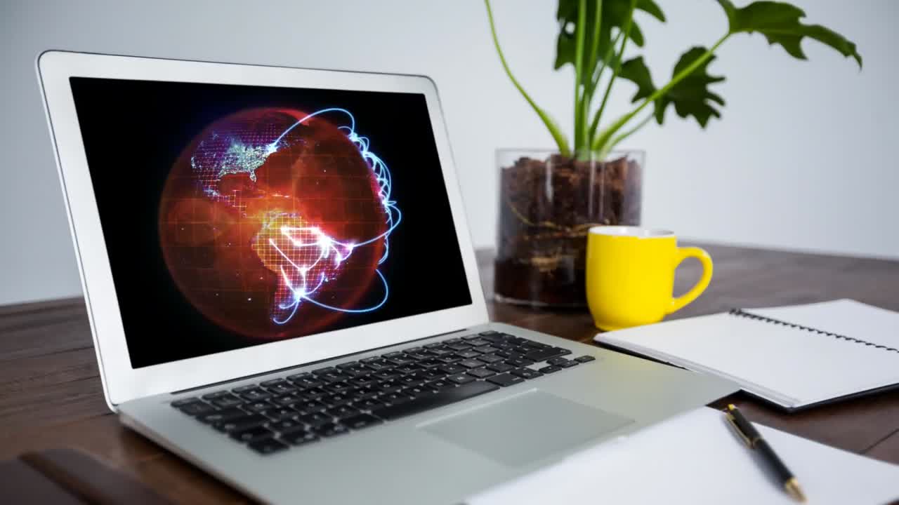 animación de un globo girando en una pantalla de computadora