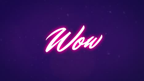 Animation-of-wow-text-over-colorful-lights-and-connections-on-blue-background