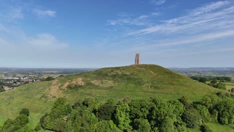 ascending drone,aerial glastonbury tor somerset england