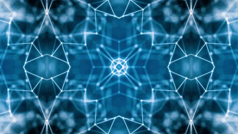el caleidoscopio de neón de bucle azul de vj. animación sin costuras.