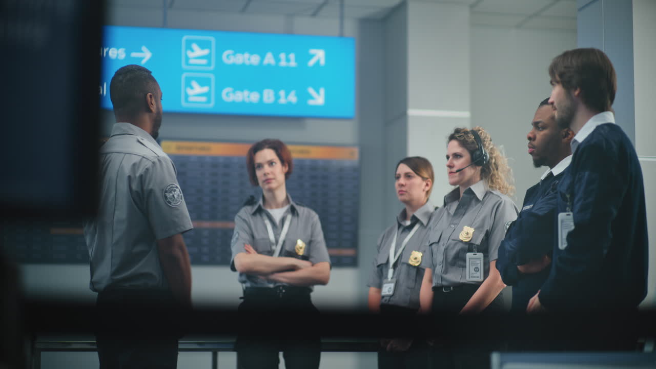 Airport Security Team in Discussion