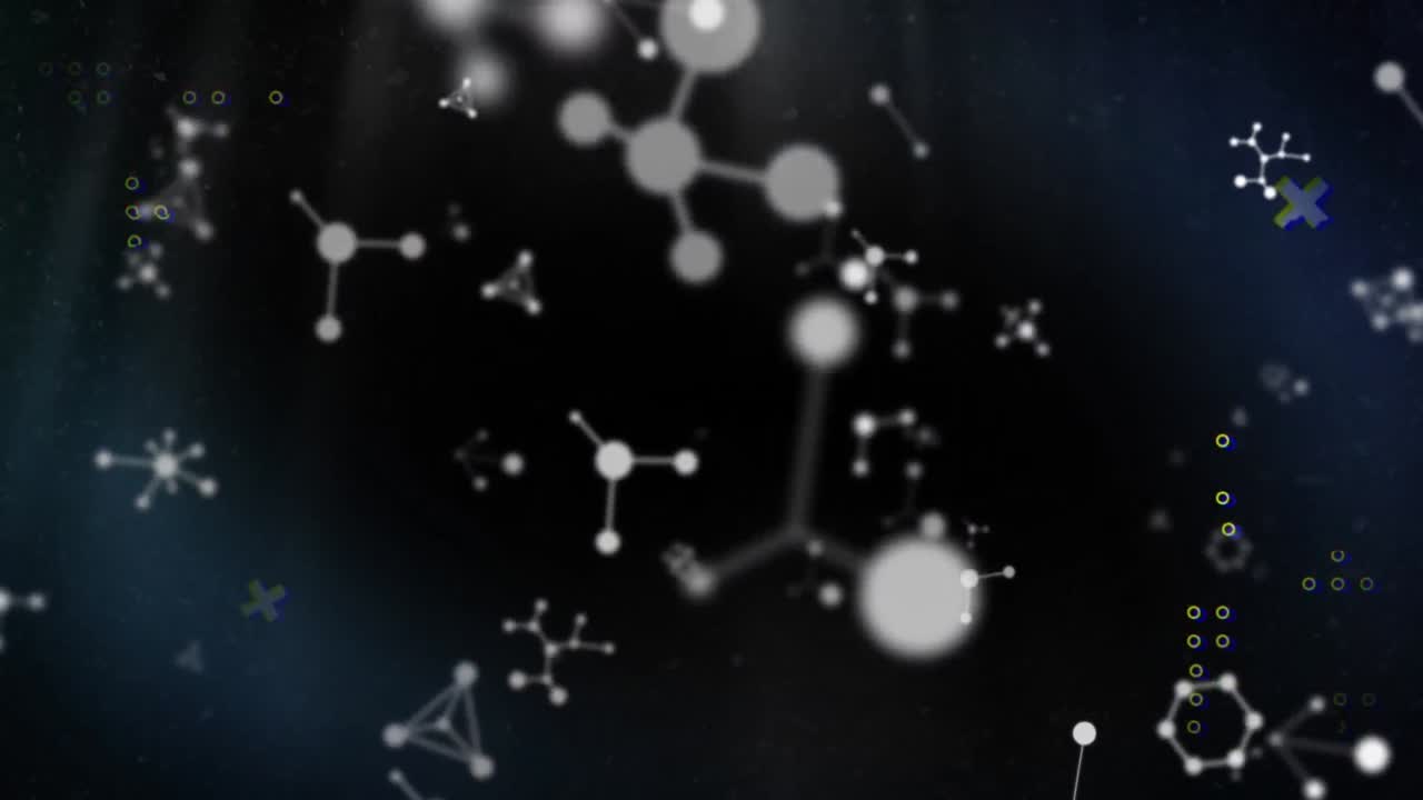 animación de conexiones y cruces blancas, moviéndose sobre un fondo negro