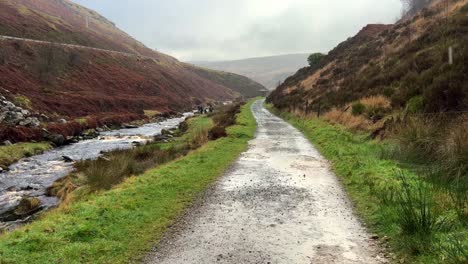 very wet day on the derbyshire moors england