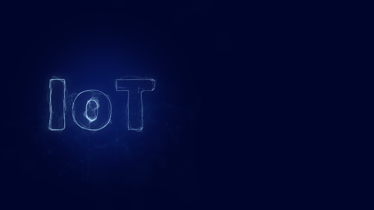 플렉서스 효과를 가진 iot 타이틀. 점으로 연결된 라인. 라인 타이틀 플렉서