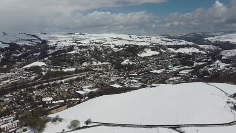 winter landscape snow covered open field showing todmorden, west yorkshire