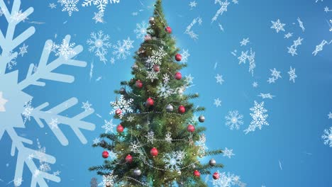 animation of falling snowflakes over christmas tree