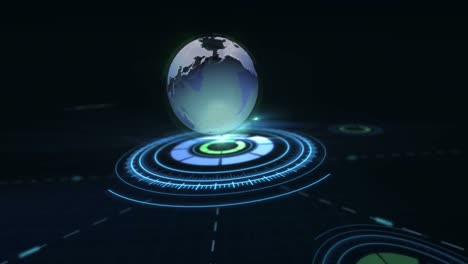 digitally generated circular patterns and planet earth