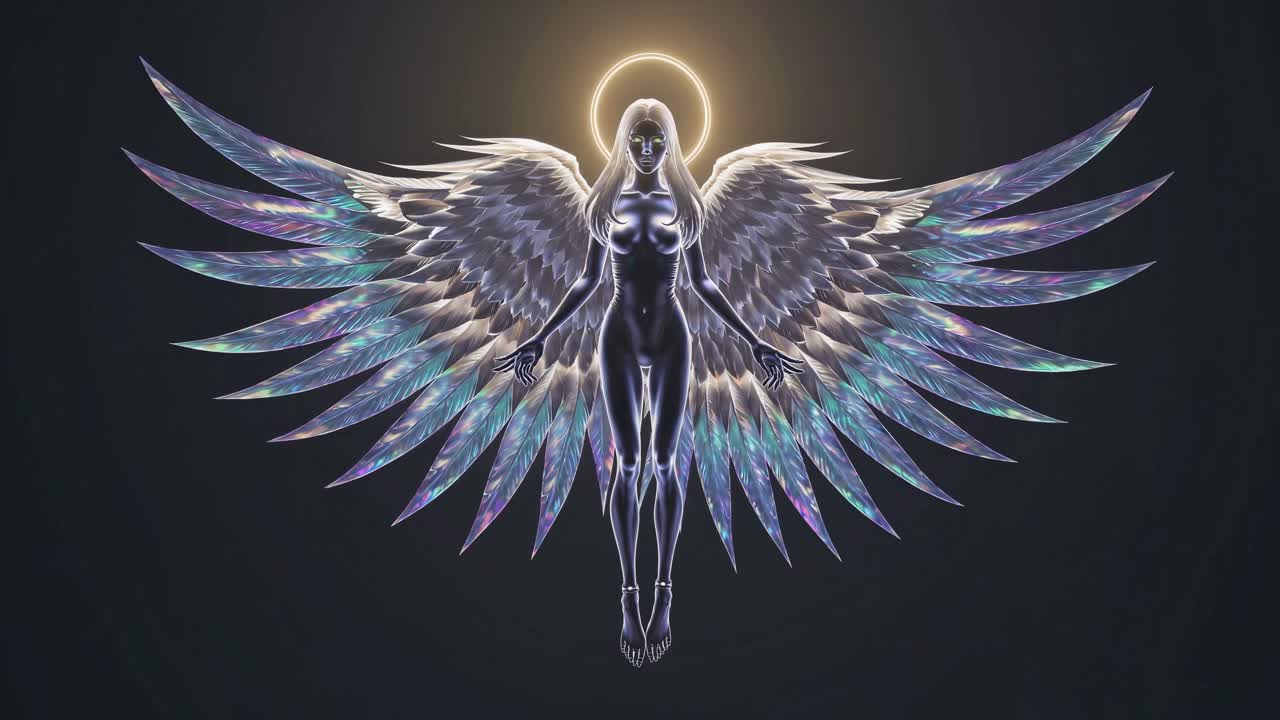 Radiant Angel with Iridescent Wings