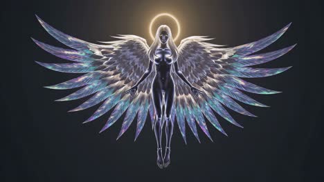 radiant angel with iridescent wings