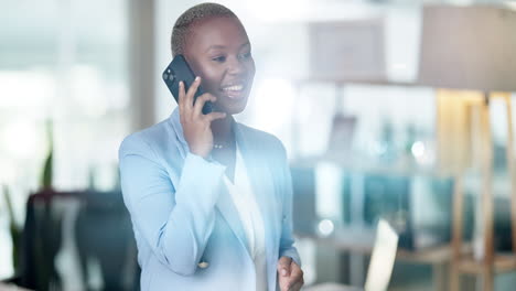 Phone-call,-conversation-and-black-woman