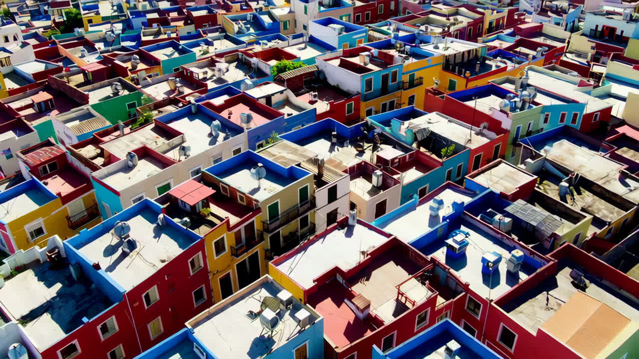 Colorful Cityscape Aerial View