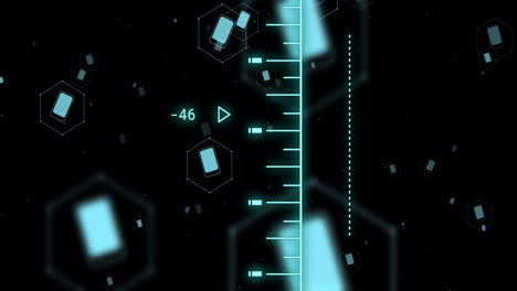 digital data processing animation with hexagons and numbers over dark background