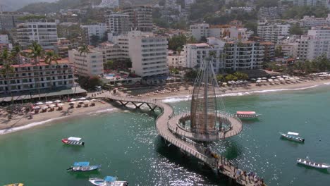 los muertos pier at daytime - puerto vallarta, jalisco, mexico - aerial drone shot