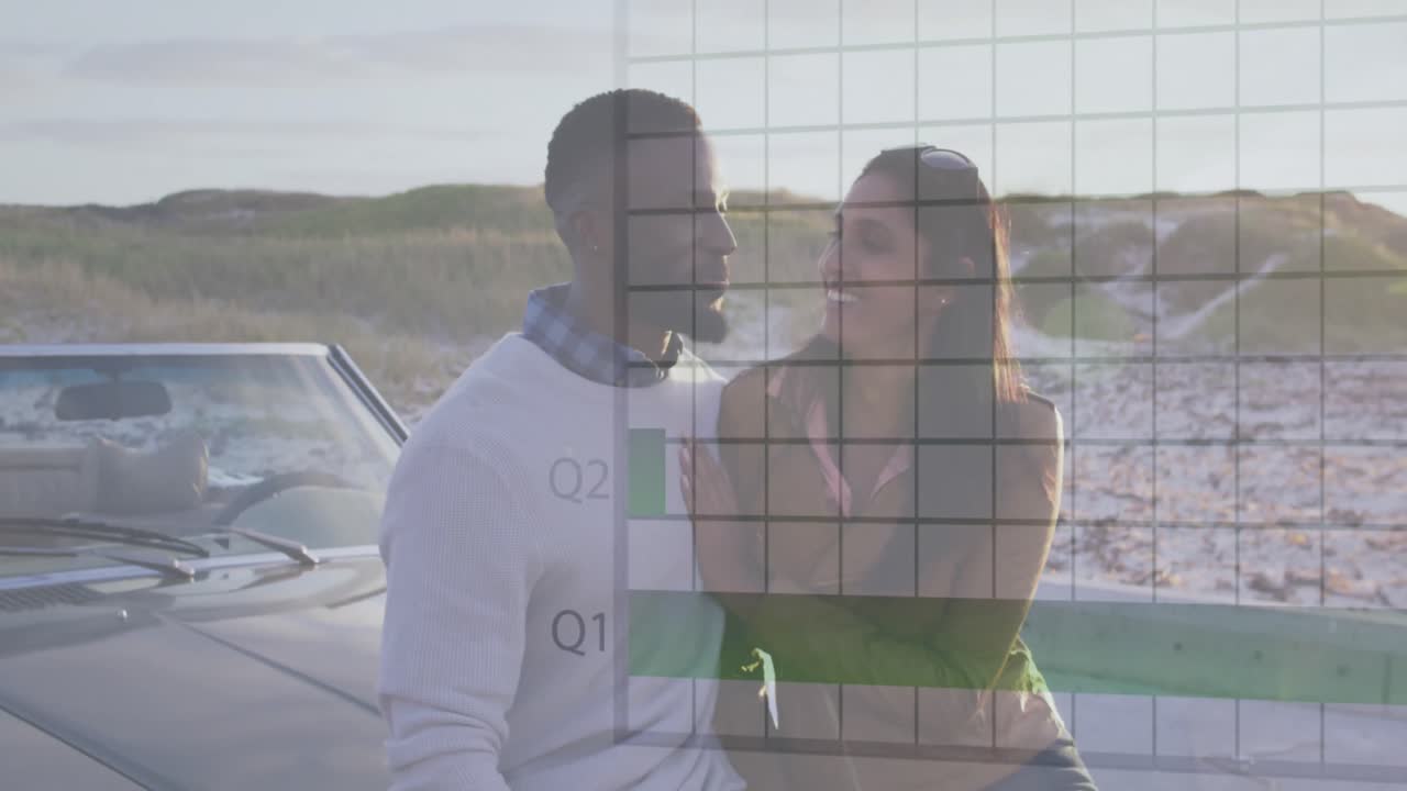 animazione dell'elaborazione dei dati finanziari su coppie diverse da parte di un'auto.