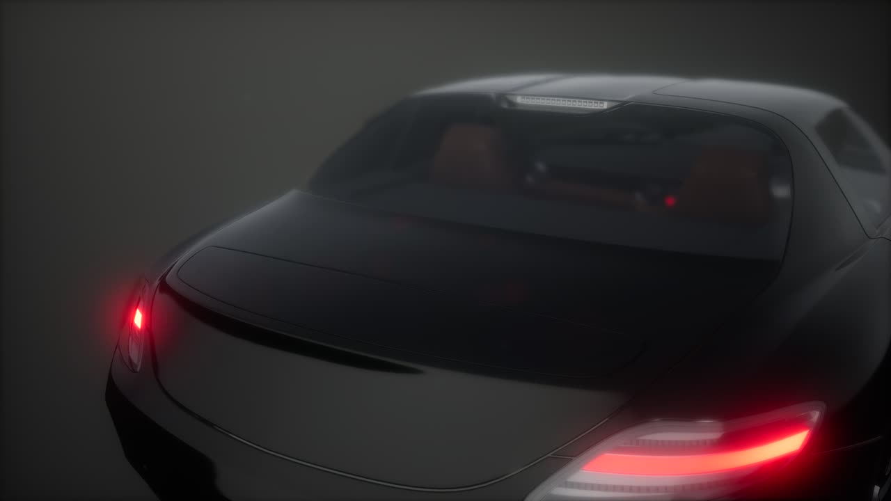 coche deportivo de lujo en un estudio oscuro con luces brillantes