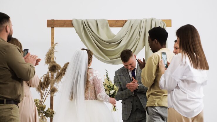 People receiving the bride