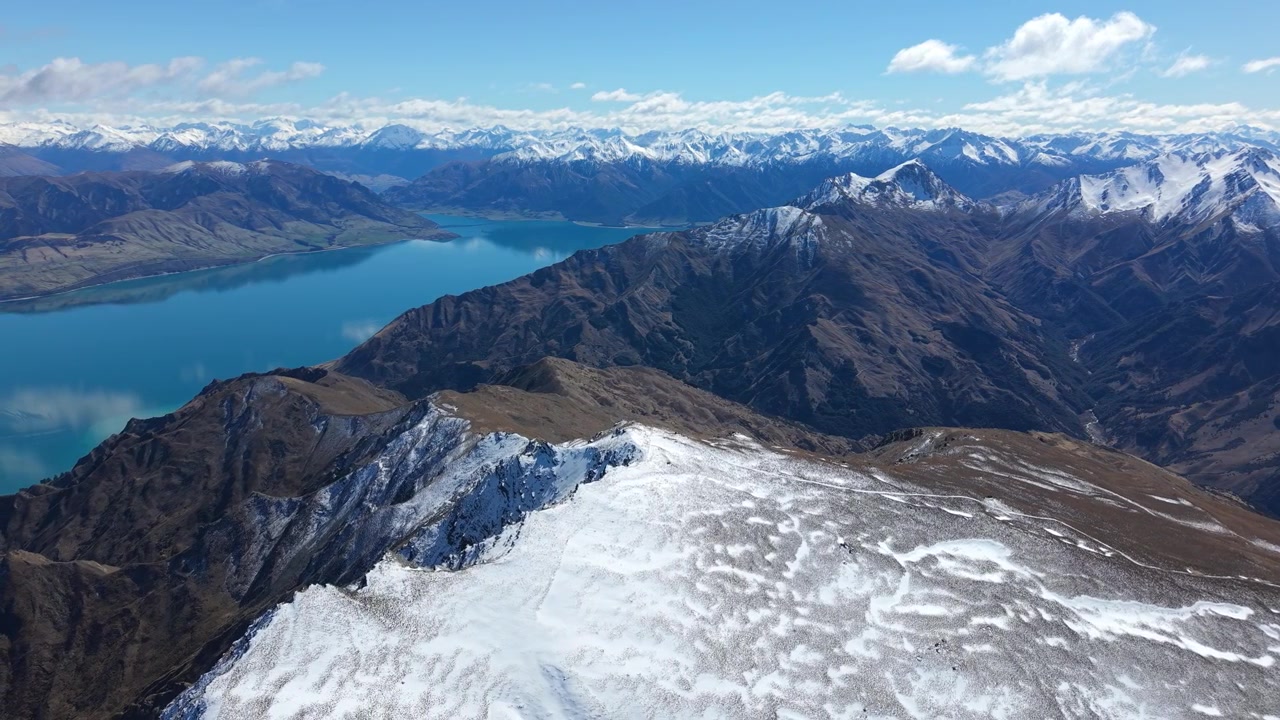 View from a hike in New Zealand, South Island, Central Otago. Near Wanaka. View on Hawea Lake. Touristy area in New Zealand.