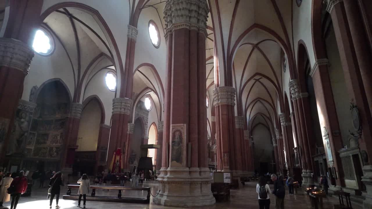 Catholic church during mass, Bologna Italy cathedral interior worship place
