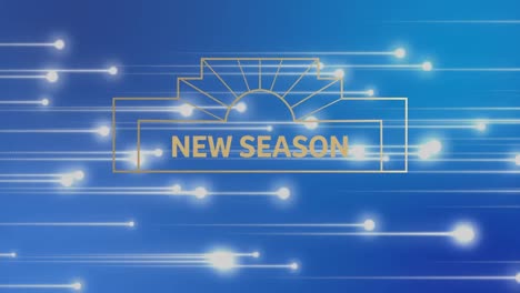 animation of new season text on blue background