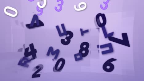 digital animation of multiple changing numbers and alphabets against blue background