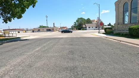 small town street scene on a sunny day