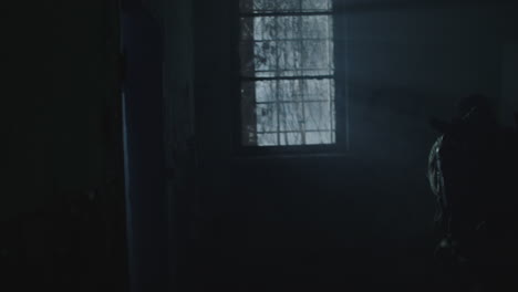 a wounded soldier in the abandoned military complex