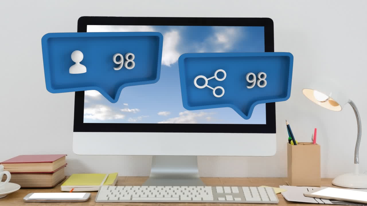 그리고 사람 기호를 공유하고 컴퓨터, 책, 테이블에 램프를 통해 증가하는 숫자를