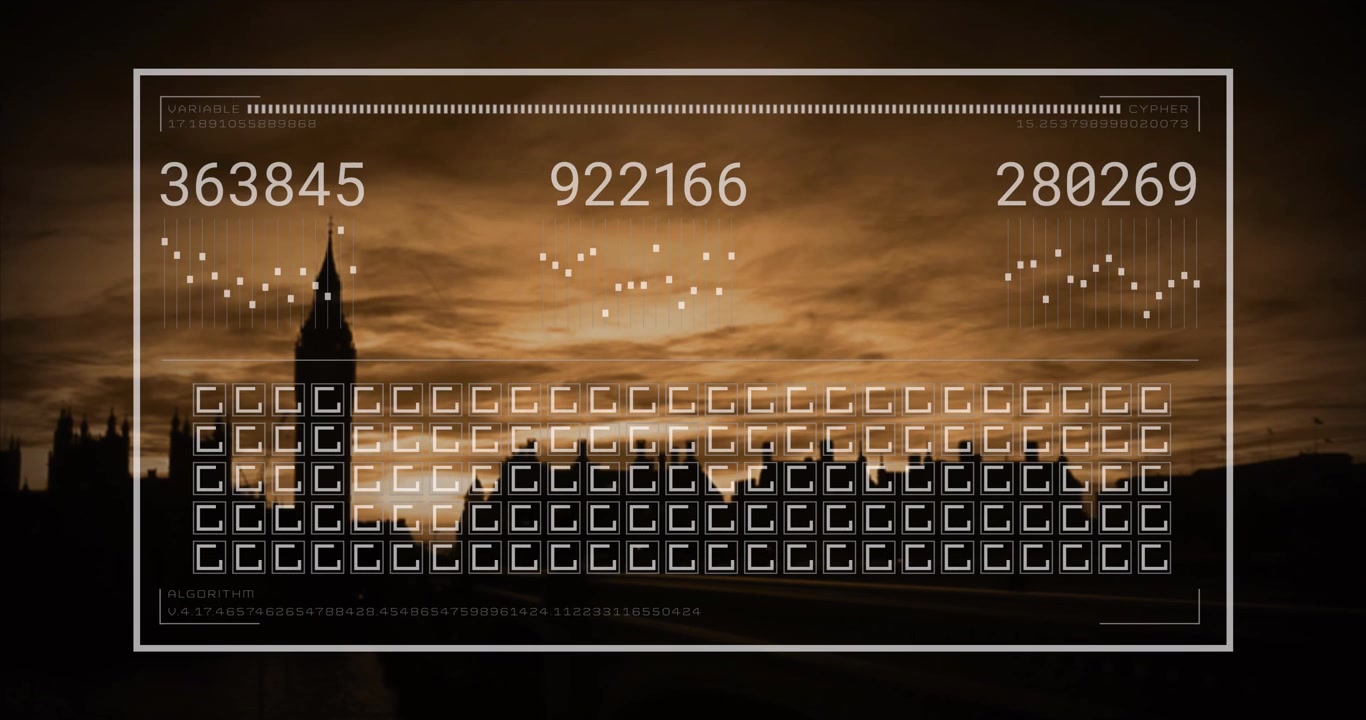 Numbers changing and data processing on a computer screen