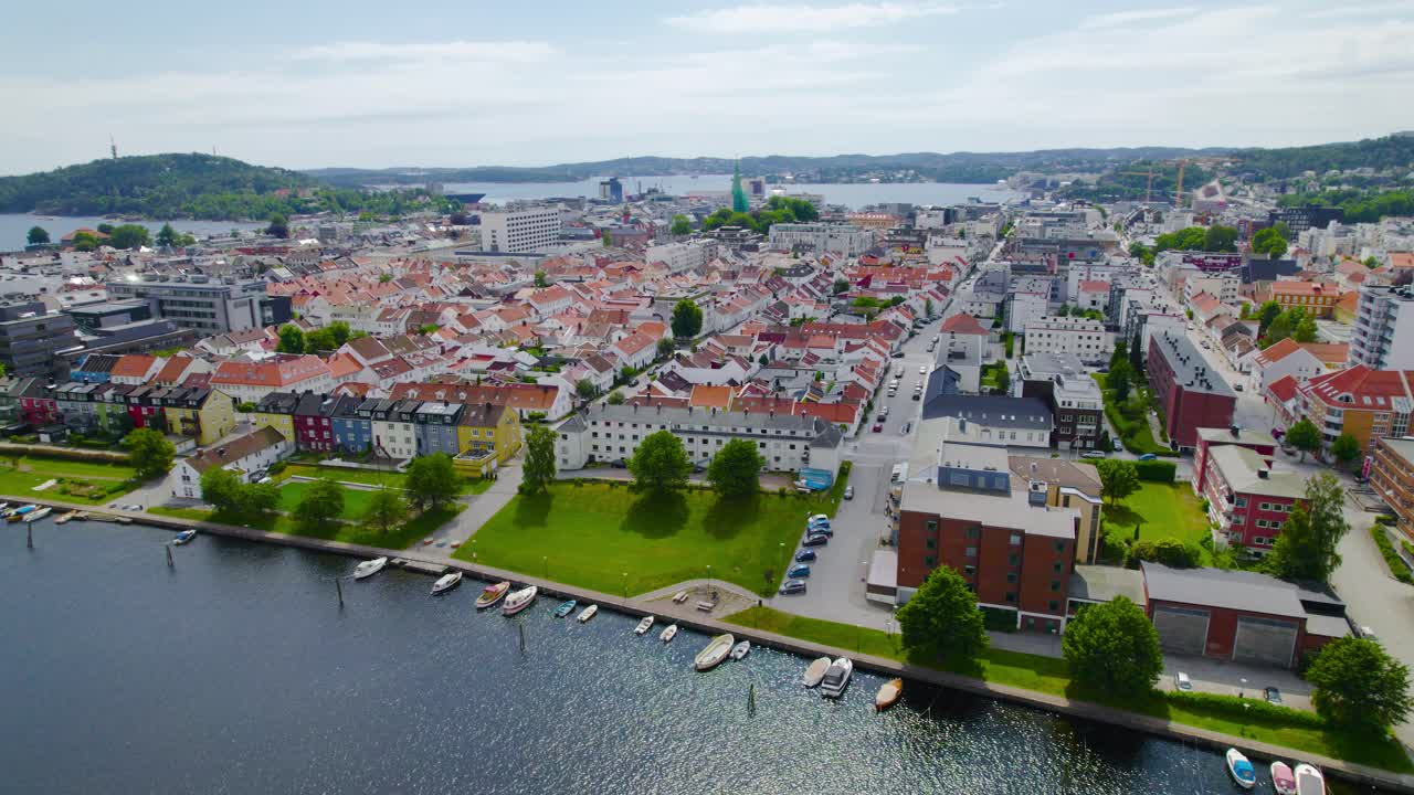 Panoramic drone view of Kvadraturen on a sunny day