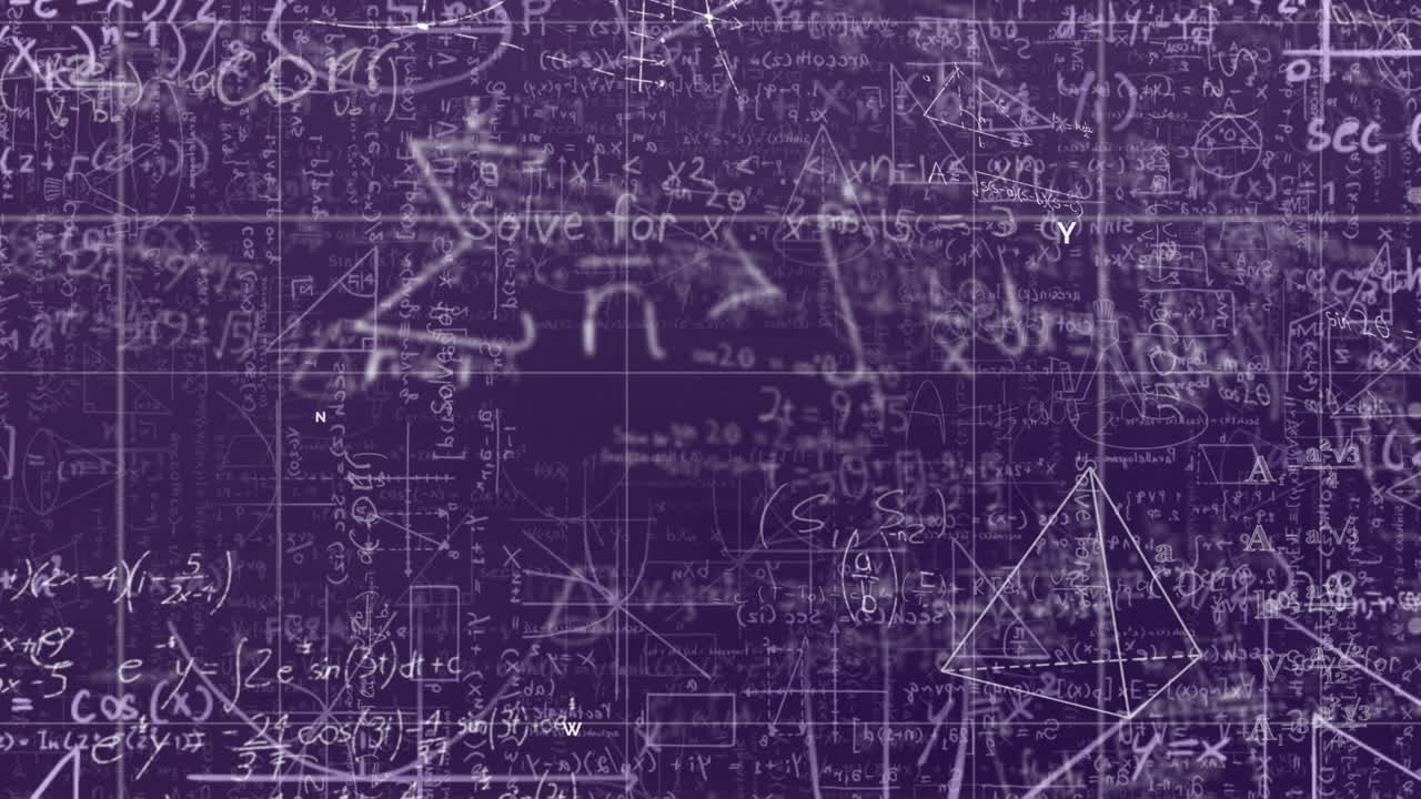 Animation of math formulas on violet background