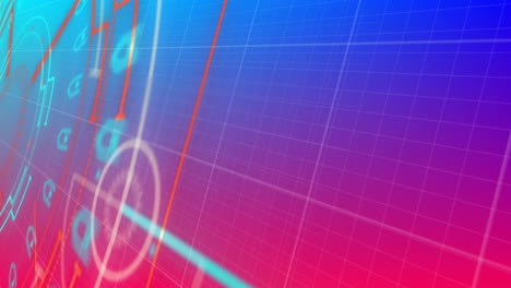 animación del escaneo del alcance sobre la cuadrícula sobre un fondo azul a rosa