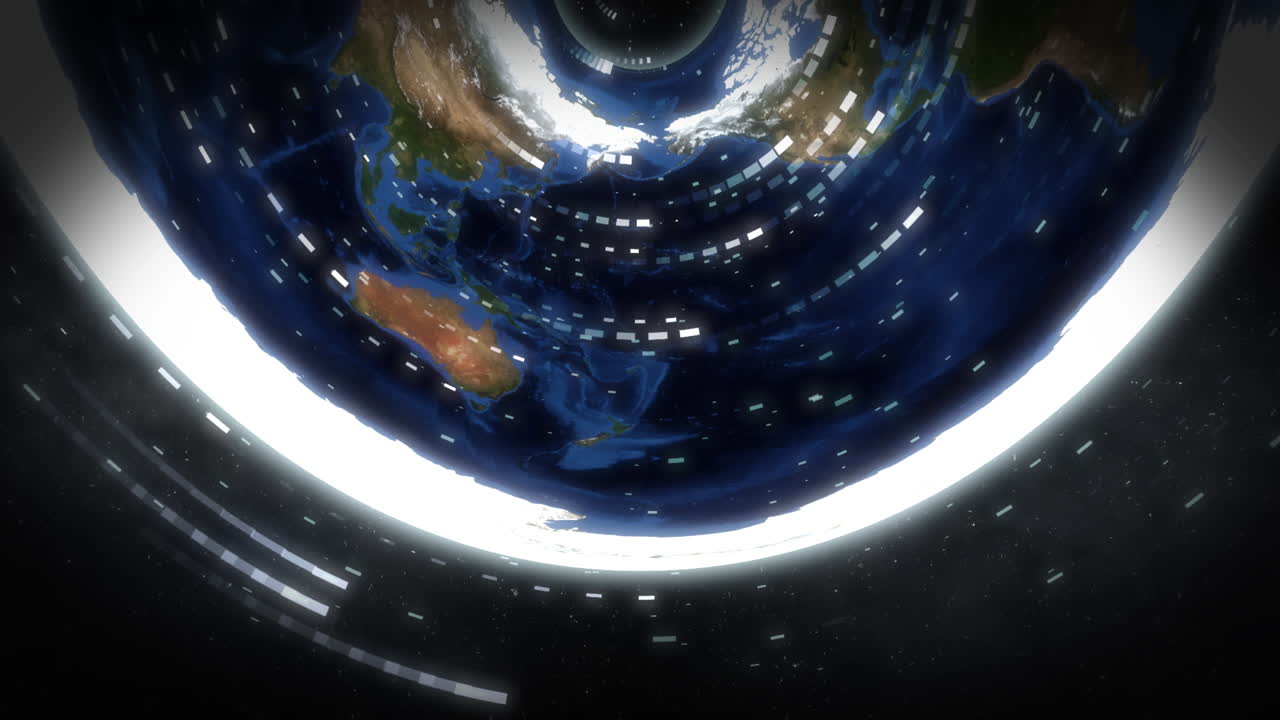 animación del procesamiento de datos sobre el mapa del mundo