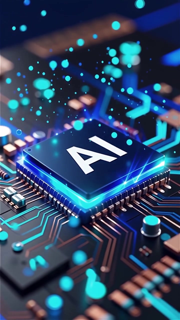 Futuristic AI Chip Motherboard Technology Background