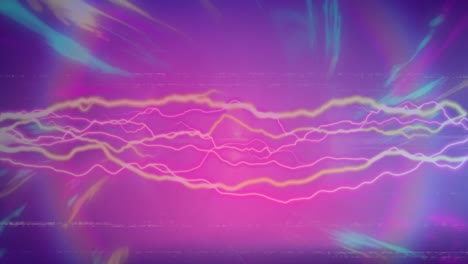 animación de rastros de luz y relámpagos sobre fondo púrpura