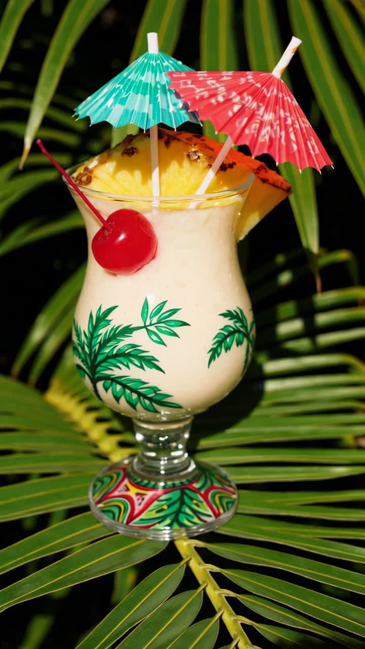 Pineapple Coconut Cocktail in a Decorated Glass