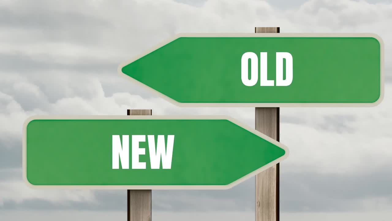 하늘을 배경으로 하는 초록색 도로 표지판 의 애니메이션