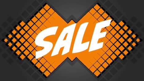 Animation-of-sale-in-white-text-over-orange-squares-on-dark-grey-background