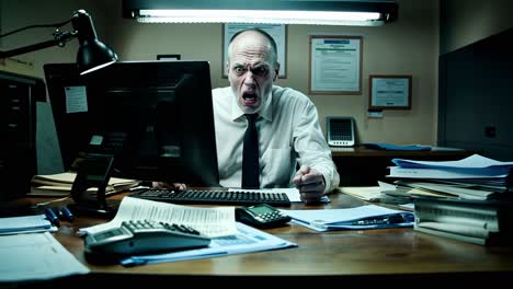 angry businessman in office