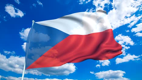 flag of the czech republic against a cloudy sky (loopable)