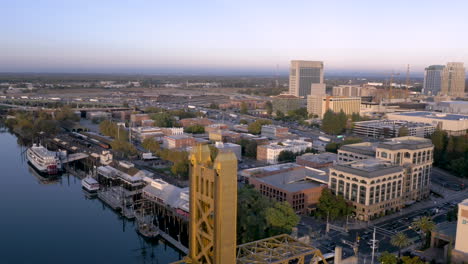 aerial view of downtown sacramento cityscape at dusk