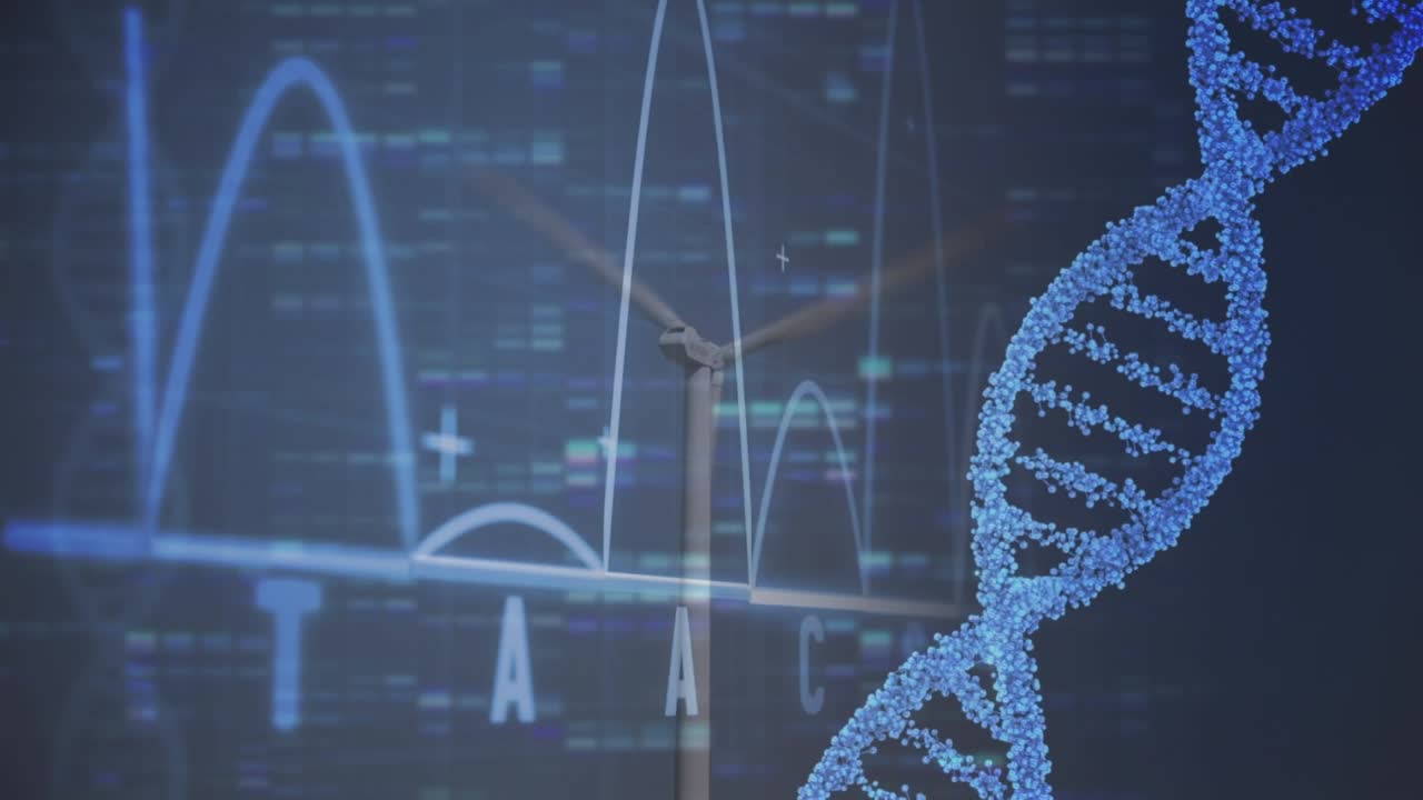 Animation of data processing over wind turbine