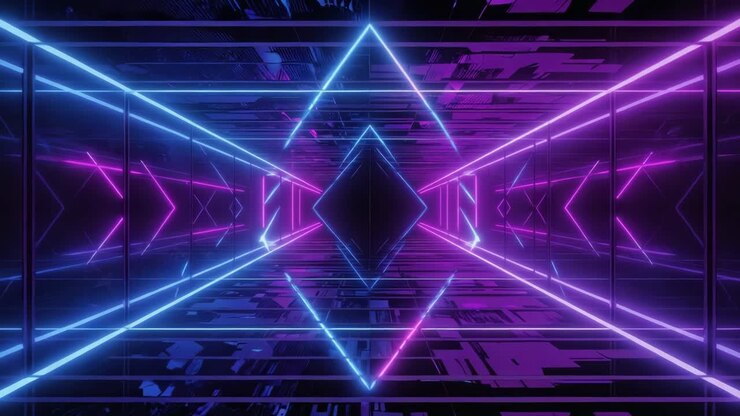Sfondo astratto futuristico con tunnel al neon