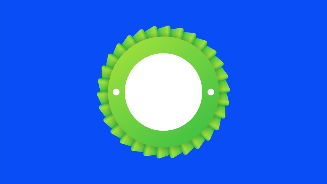 색 배경에 파란 리본에 녹색 특허 라벨.