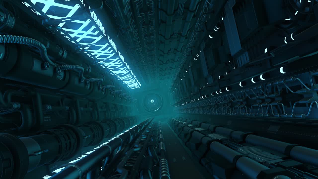 Futuristic Corridor with Glowing Lights