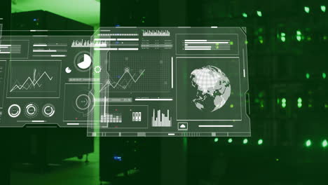 animación del procesamiento de datos digitales a través de servidores informáticos